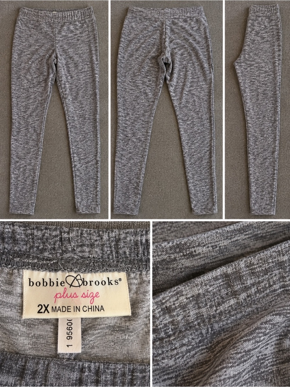 Bobbie Brooks Heather Gray Plus Size Girls' Leggings - 2X